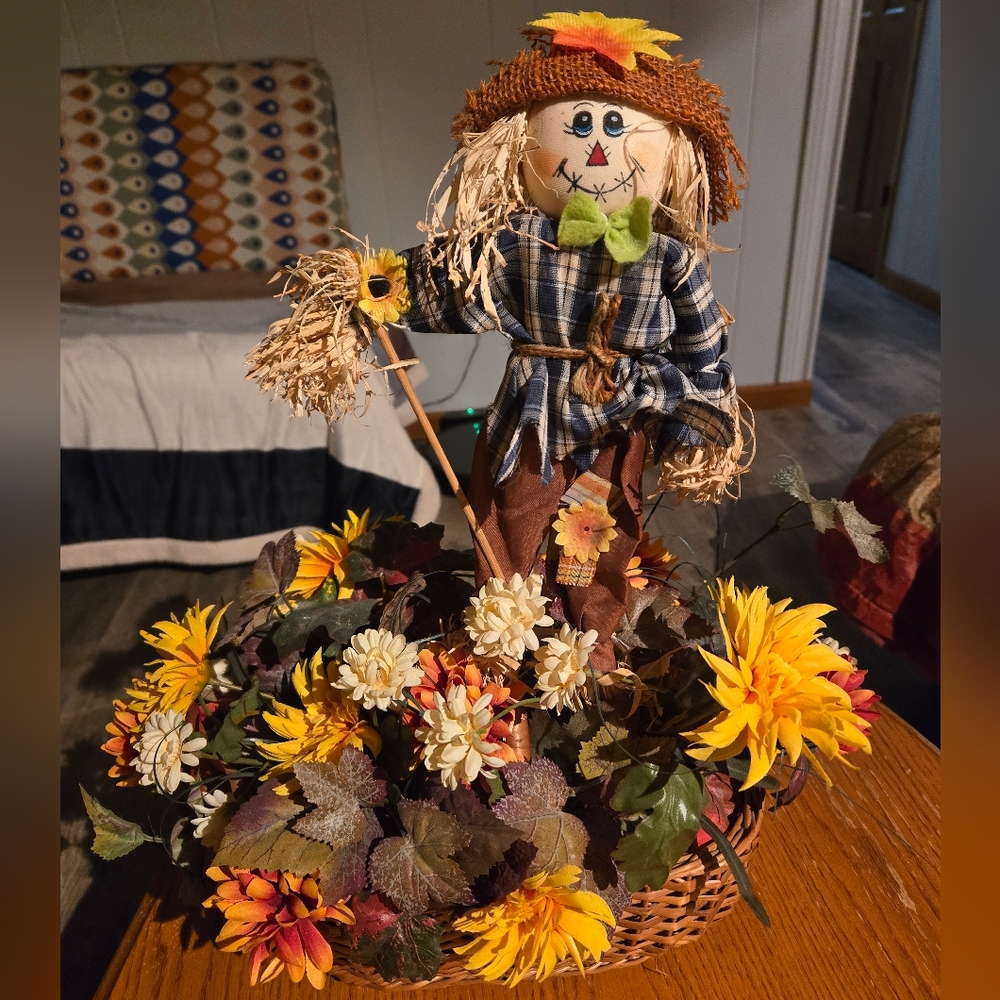 Autumn Scarecrow Floral Basket